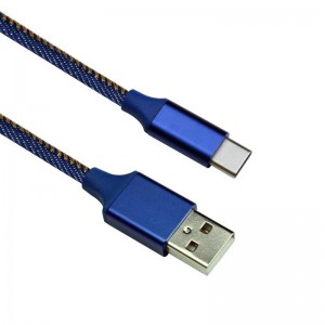 KPS-6403CB Hliníková slitina denim pletení USB kabel